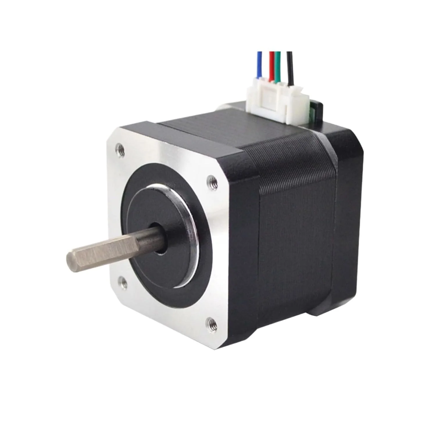 یک عدد موتور پله ای Nema 17، 39 میلی متر، 42BYGH، 1.5 آمپر، 45Ncm Nema17، 4 سیم با کابل 1 متری و کانکتور برای پرینتر سه بعدی (1PC 17HS15-1504S-X1)