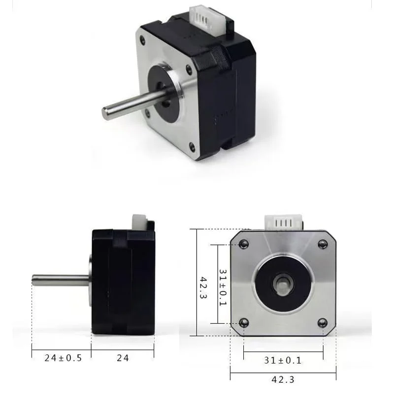 موتور پله ای 42 42BYGH24 گشتاور 0.24N.M ارتفاع بدنه 24 میلی متر مناسب پرینتر سه بعدی و دستگاه حکاکی - (قطر شفت: کابل 4 پین 2.54)