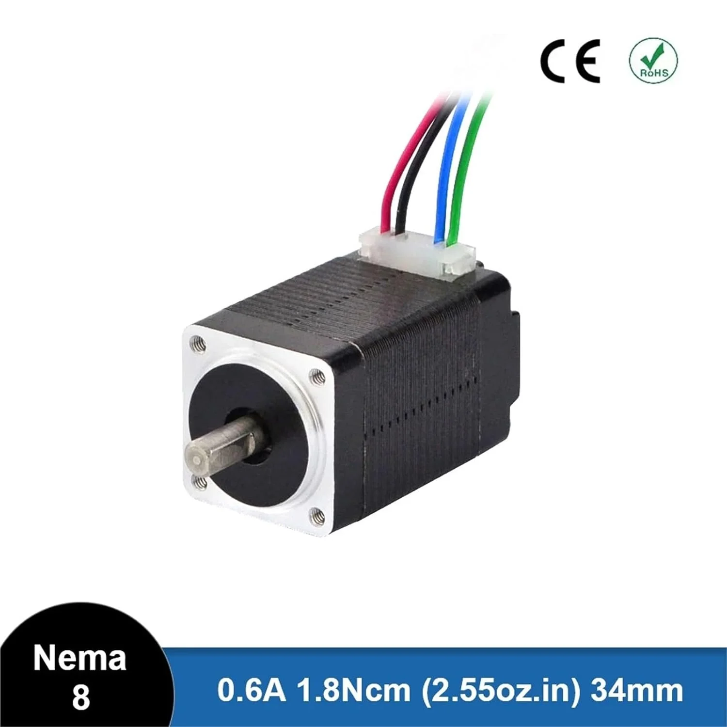 موتور پله ای مینی سایز 8 با 4 سیم، 1.8 درجه، 1.8Ncm (2.55oz.in)، 0.6 آمپر، 20x20x34 میلی متر، موتور پله ای برای پرینتر سه بعدی / CNC XYZ