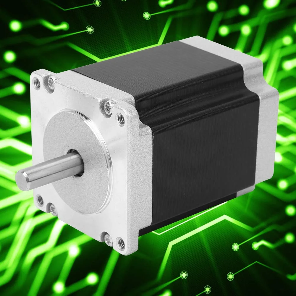 موتور پله‌ای سایز 23 با زاویه گام 1.8 درجه مدل 23HS7628، سیم‌پیچی تمام مس، اتصال آسان، مناسب برای پرینترهای سه بعدی با شفت 6.35/8 میلی‌متر و خروجی کابل 4 پین