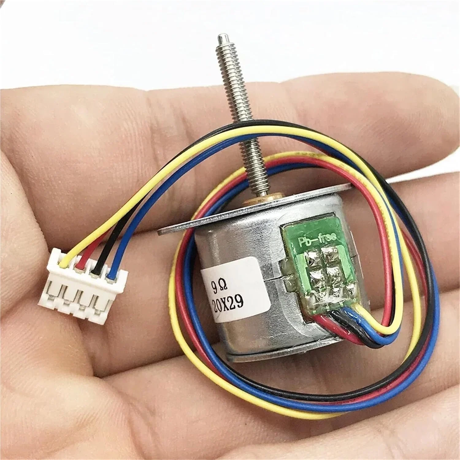 مینی موتور پله ای 20 میلی متری DC 5V 7.4V سیم دار 19 سانتی متری مدل 20BY45 دو فاز 4 سیم محور رزوه ای 3 میلی متری 1 عدد