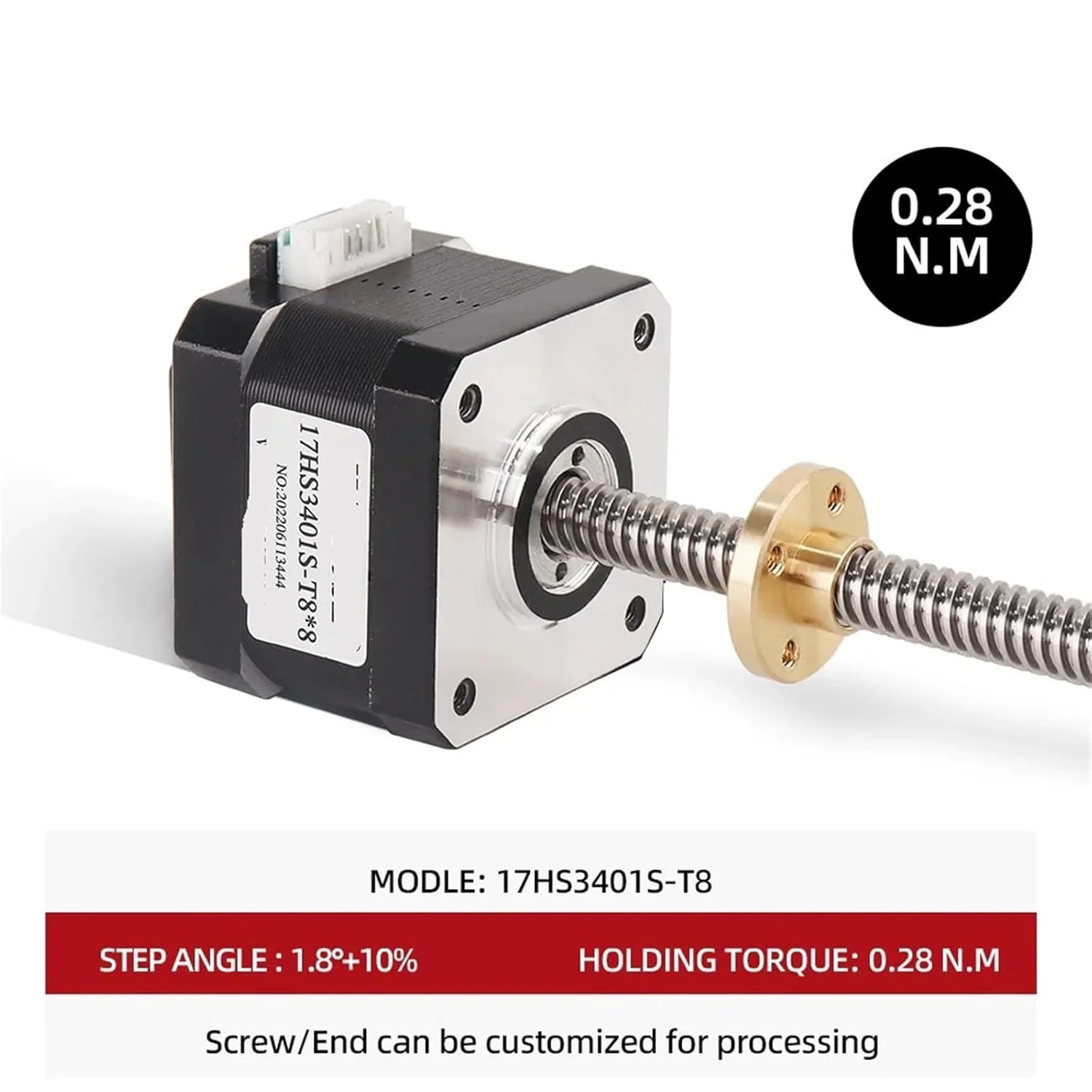 موتور پله ای با پیچ سربی 8 میلی متری 1.3 آمپر 28N.CM 34 میلی متری 17HS3401S-T8*8 300 میلی متری برای موتور پرینتر سه بعدی محور Z موتور پله ای پیچ 1 عدد