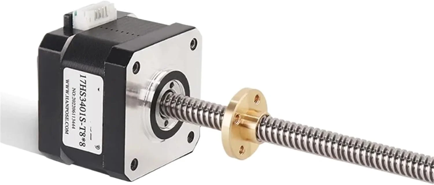 موتور پله ای با پیچ سربی 8 میلی متری 1.3 آمپر 28N.CM 34 میلی متر 17HS3401S-T8*8 300 میلی متر برای موتور چاپگر سه بعدی محور Z موتور پله ای پیچ 1 عدد