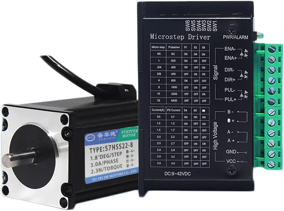 موتور پله ای 57 دو فاز 4 سیمه با گشتاور 1.2Nm-2.8Nm و 4A به همراه درایور TB6600 / DM542 برای پرینتر سه بعدی مدل 57HS22 - (سرعت(RPM): 1.2N TB6600)