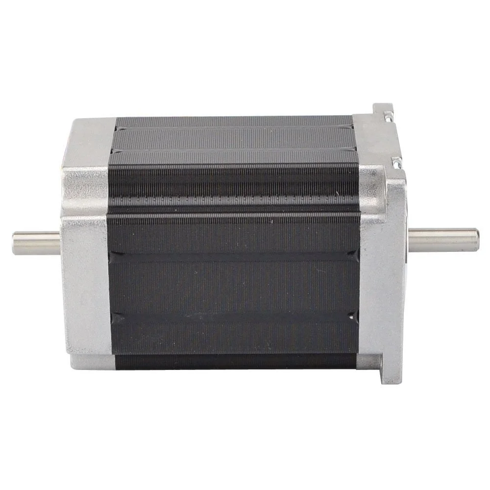 موتور پله ای Nema 23 با گشتاور 2.83Nm و جریان 4A، دارای 8 سیم و شفت دوگانه 6.35mm برای دستگاه CNC فرز، تراش و روتر