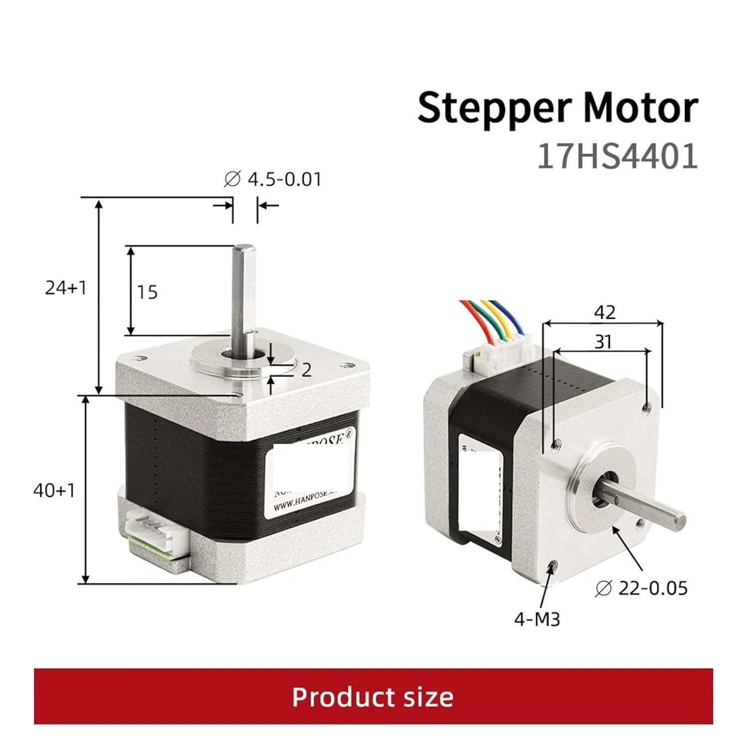 موتور پله ای 42، موتور پله ای 12 ولت 1.5 آمپر 40N.CM مدل 17HS4401 گشتاور بالا نویز کم برای تجهیزات مانیتور موتور چاپگر سه بعدی CNC موتور پله ای Nema17 برای چاپگر سه بعدی CNC