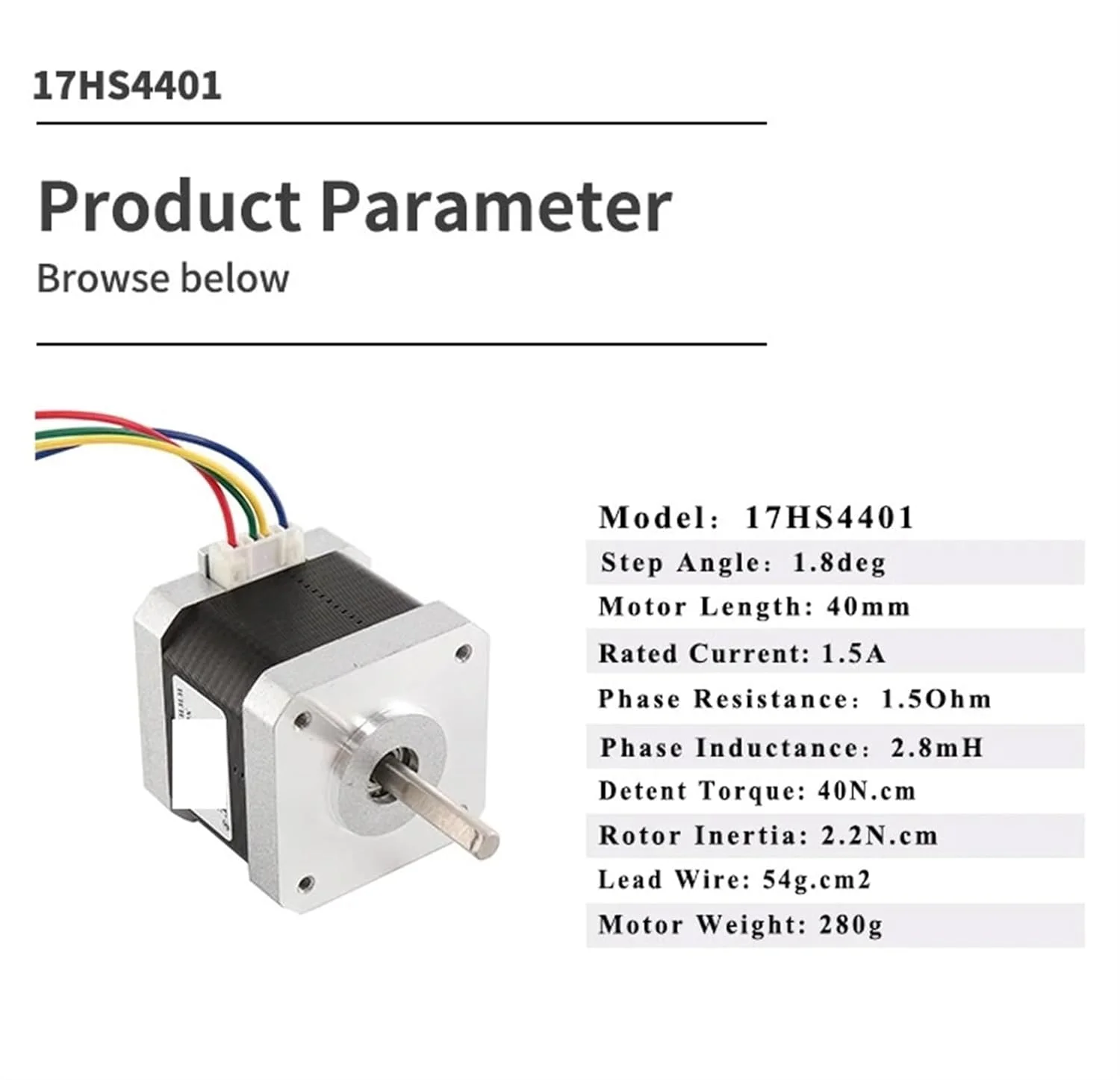 موتور پله ای 42، موتور پله ای 12 ولت 1.5 آمپر 40N.CM مدل 17HS4401 گشتاور بالا نویز کم برای تجهیزات مانیتور موتور چاپگر سه بعدی CNC موتور پله ای Nema17 برای چاپگر سه بعدی CNC