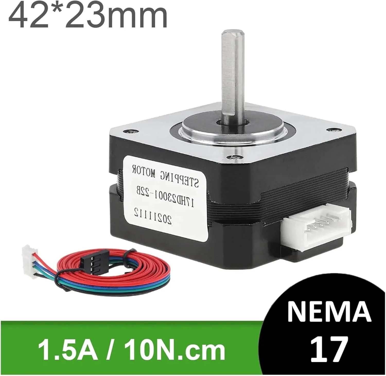 موتور پله ای Nema 17 مدل 42 با طول 23 میلی متر و گشتاور 10N.cm مناسب برای اتوماسیون، CNC و قطعات پرینتر سه بعدی
