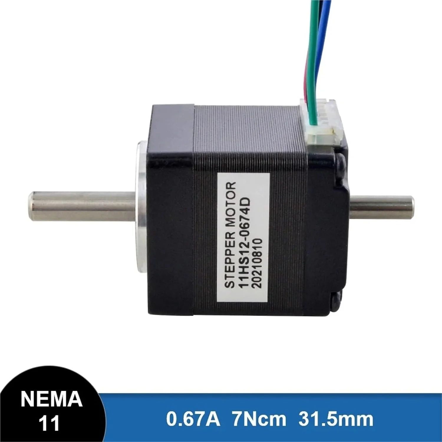 موتور پله ای دو شفت 11 درجه 1.8، 7Ncm (9.94oz.in) 0.67A 4 سیمه برای موتور پرینتر سه بعدی CNC DIY