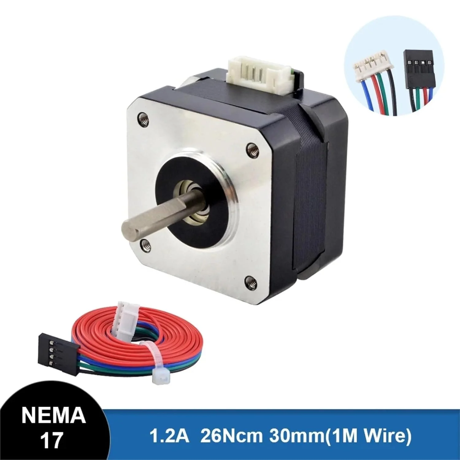 یک عدد موتور پله ای Nema 17، 0.26N.m، 1.2 آمپر، 32 میلی متر، برای پرینتر سه بعدی، دستگاه CNC حکاکی و فرز