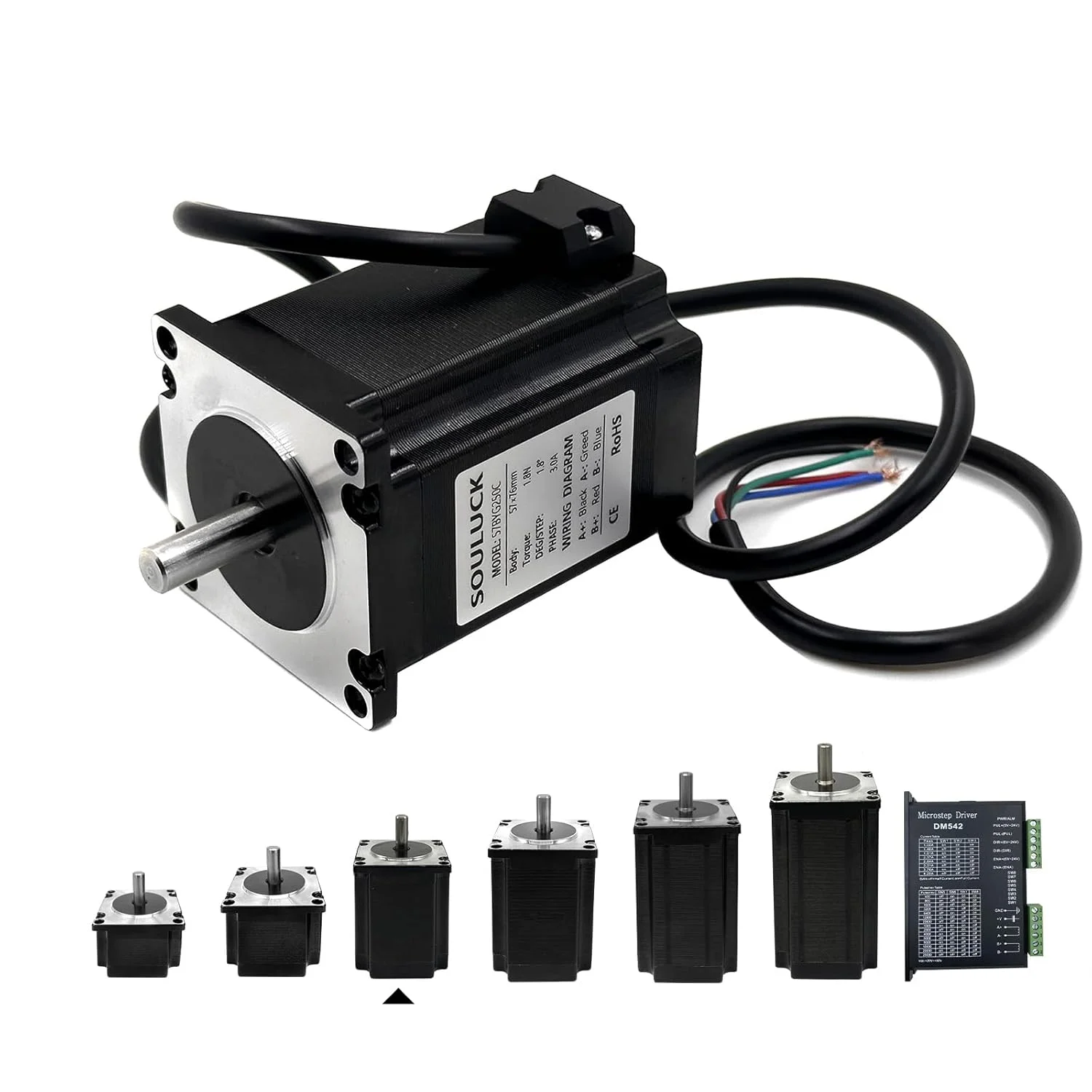 موتور پله‌ای Nema 23 بدنه 57x57x76mm، زاویه پله 1.8 درجه، 3.0 آمپر، گشتاور 2.0 نیوتن متر، 2 فاز 4 سیم با کابل 80 سانتی‌متری برای پرینتر سه بعدی، دستگاه CNC و رباتیک