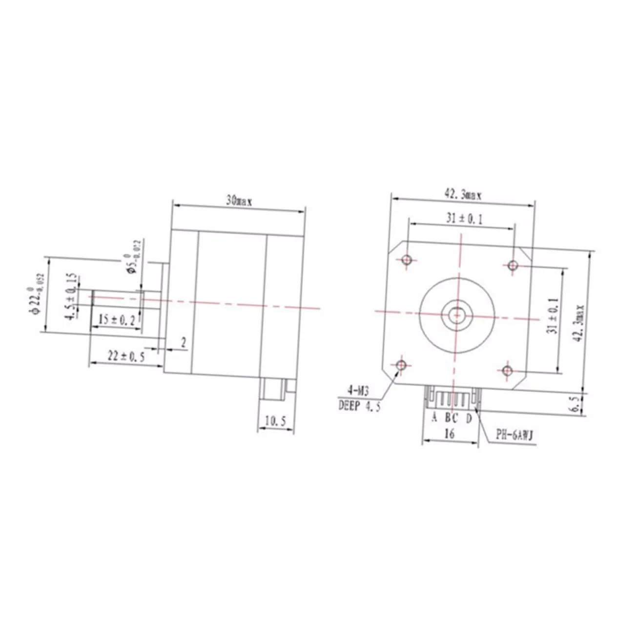 موتور پله ای 12 ولت برای پرینتر، گشتاور، حالت تحریک دو سیمه، طراحی تخت، درایو موج ثابت برای کاربردهای دقیق