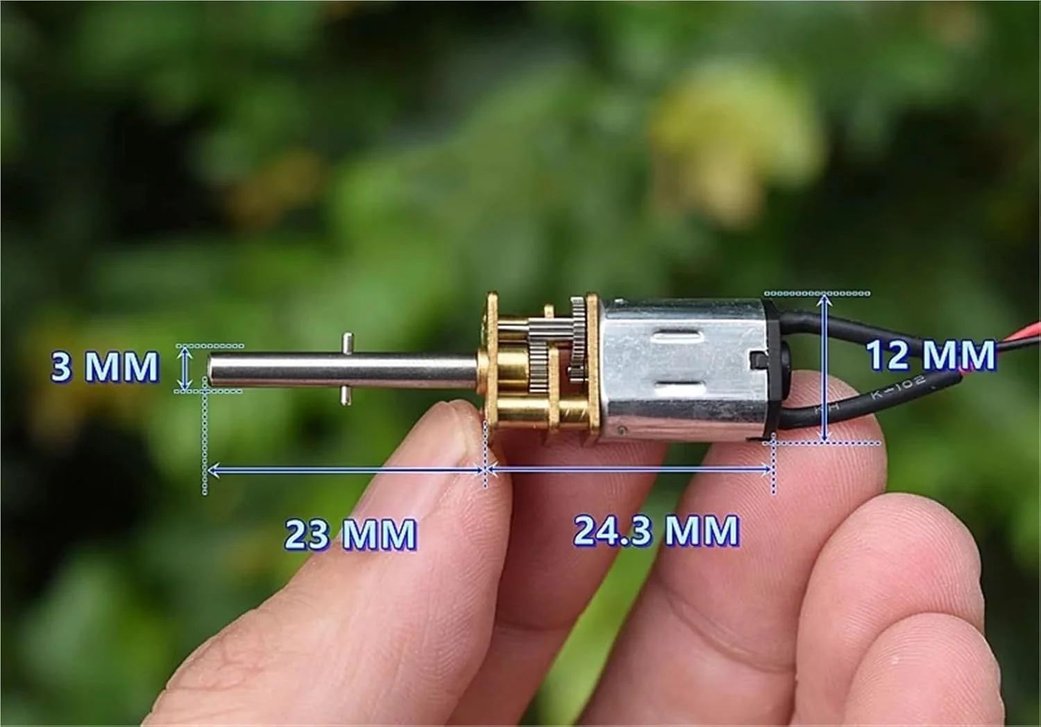 موتور گیربکس فلزی N20 کوچک با شفت بلند 23 میلی‌متری، کاهنده DC 5V-6V 740RPM-908RPM نسبت 1:10 - 1 عدد