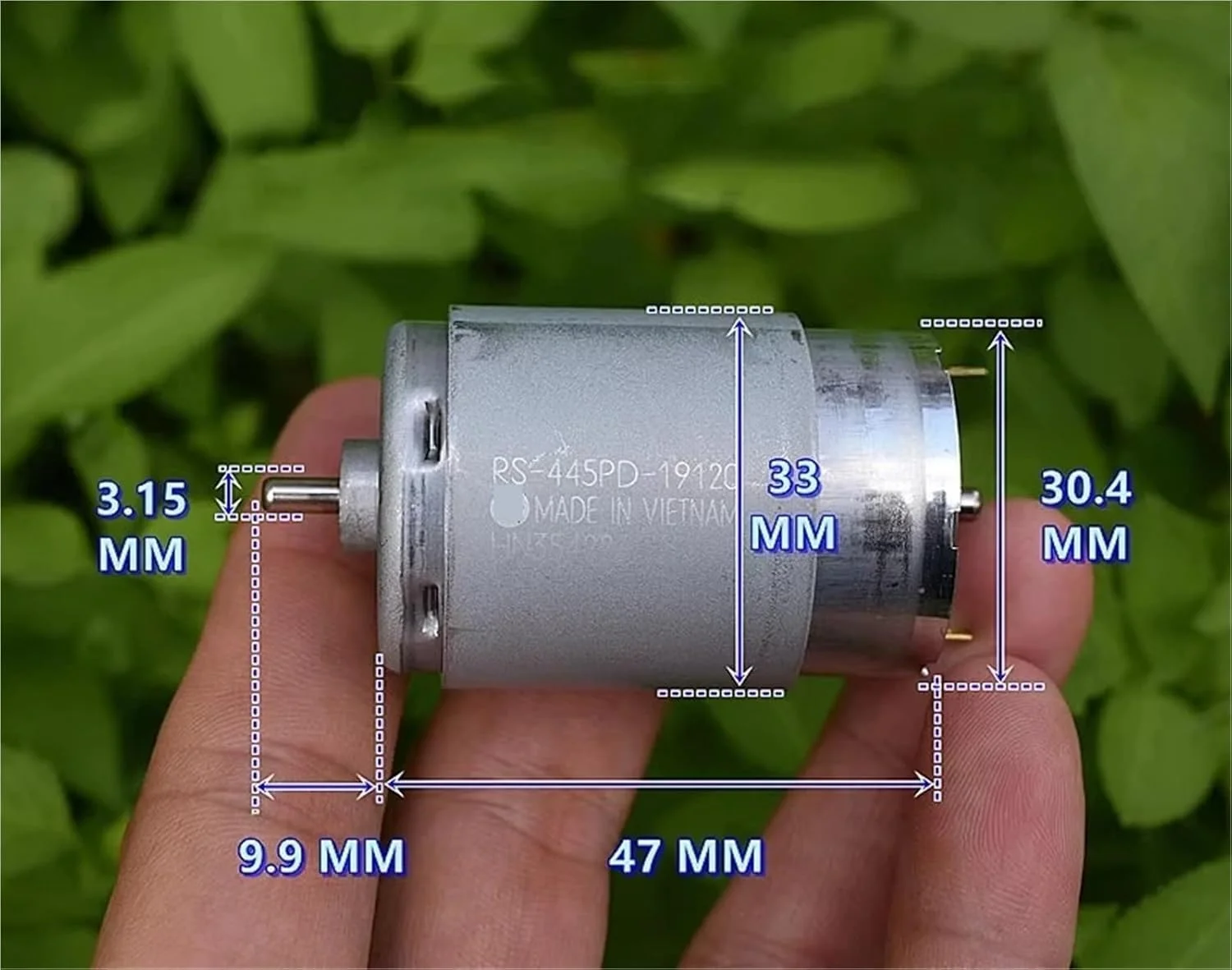 موتور براش کربنی DC 24V 6600RPM با گشتاور بالا مدل RS-445PD، یک عدد