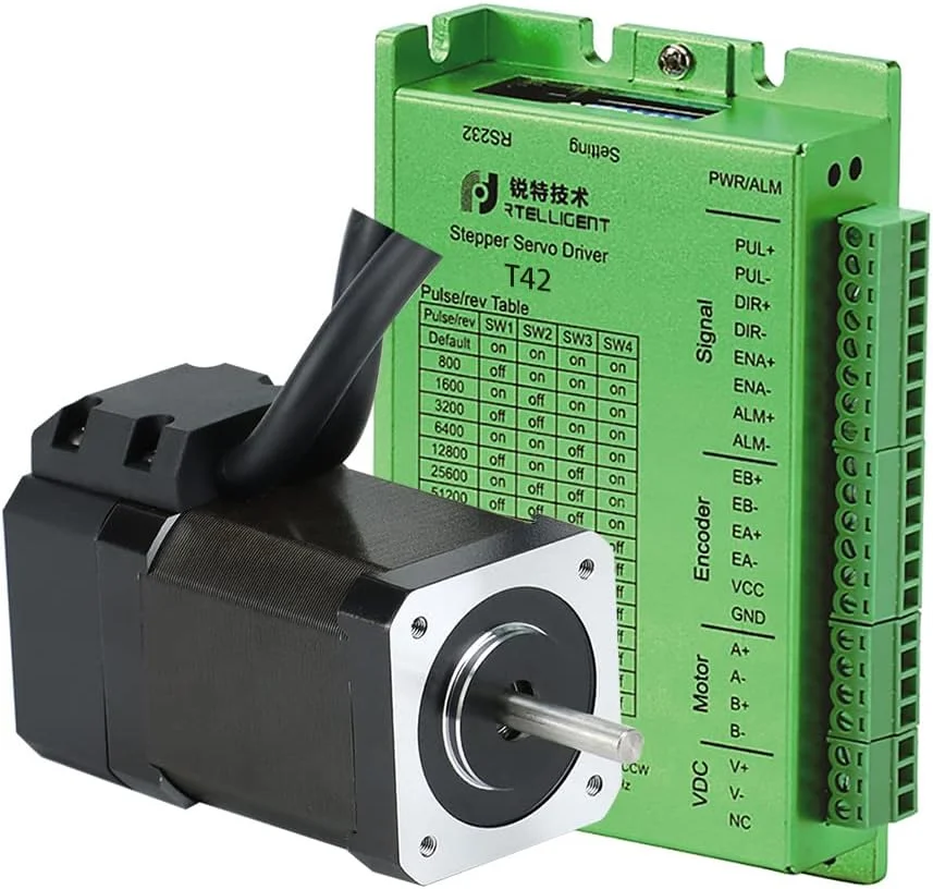کیت موتور پله‌ای حلقه بسته Nema17، 0.8 نیوتن‌متر، قطر شفت 5 میلی‌متر به همراه کابل توسعه انکودر برای دستگاه حکاکی CNC (42AM08ED+T42(0.8Nm))