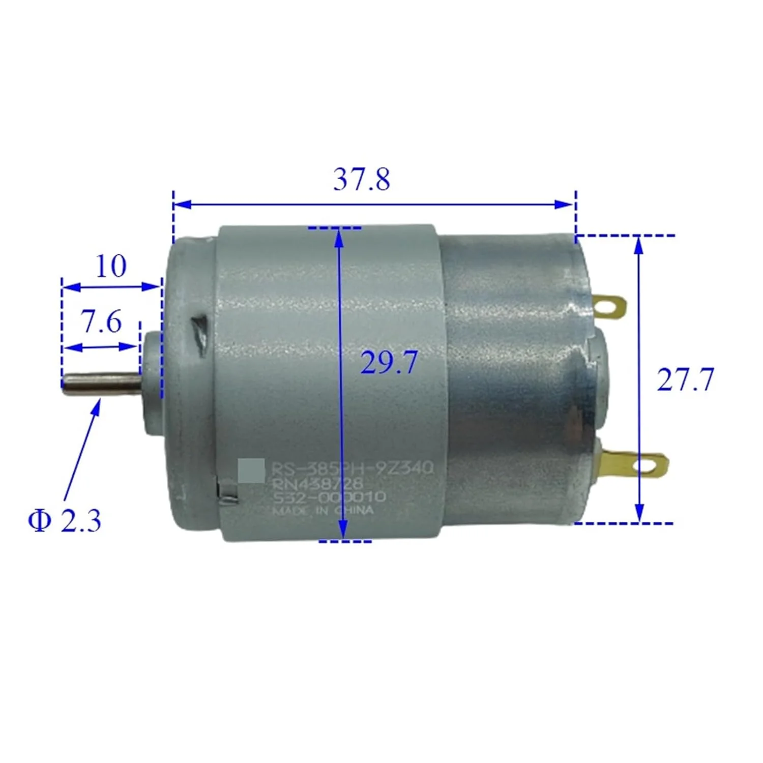 موتور RS-385PH-9Z340 385 DC 12V 24V سرعت پایین با برس کربنی 27.5 میلی متر 1 عدد