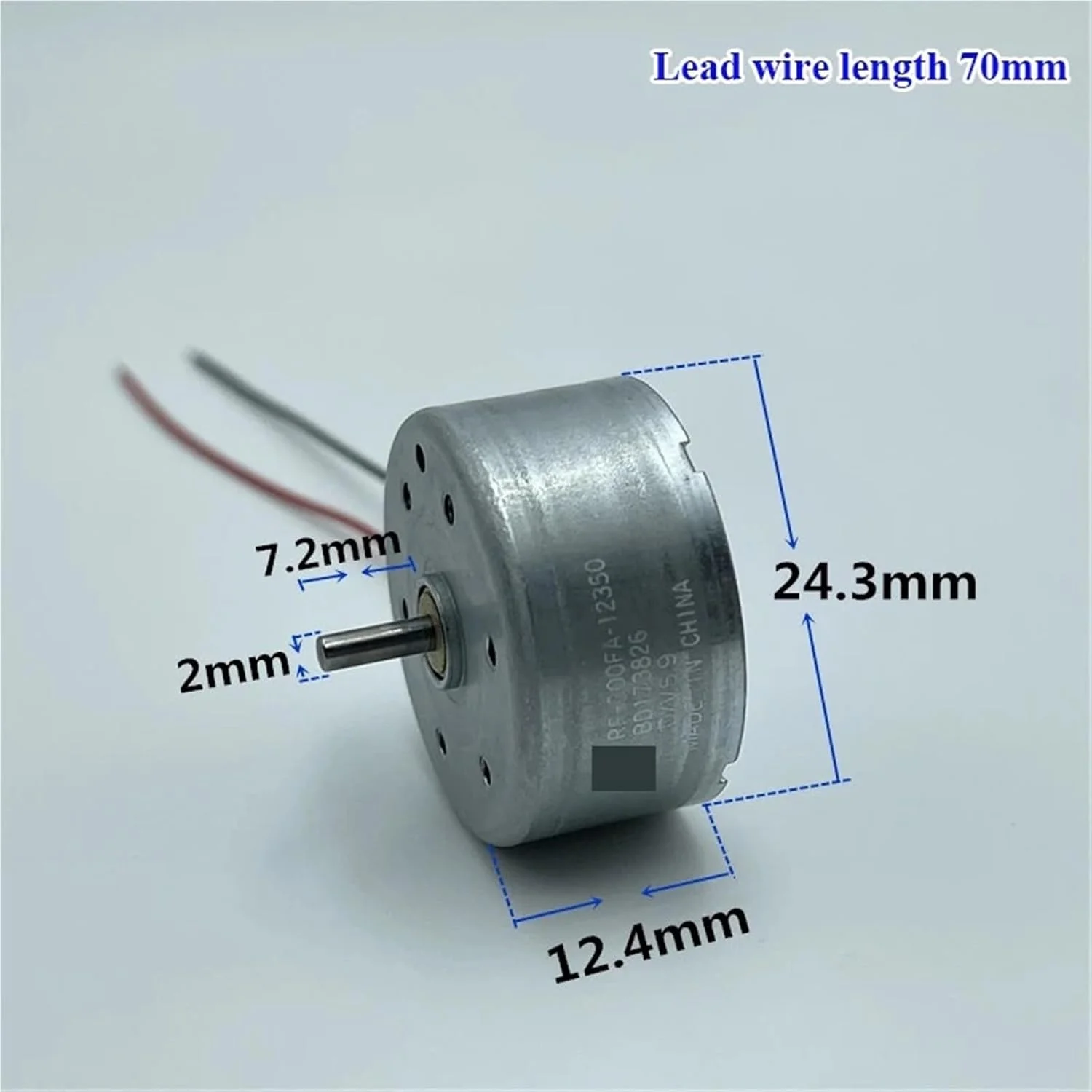 موتور DC برس فلزی اسپیندل گرد کوچک 24 میلی‌متری 300، ولتاژ 3 تا 9 ولت، 5 ولت، 6 ولت، 7580 دور در دقیقه، 1 عدد