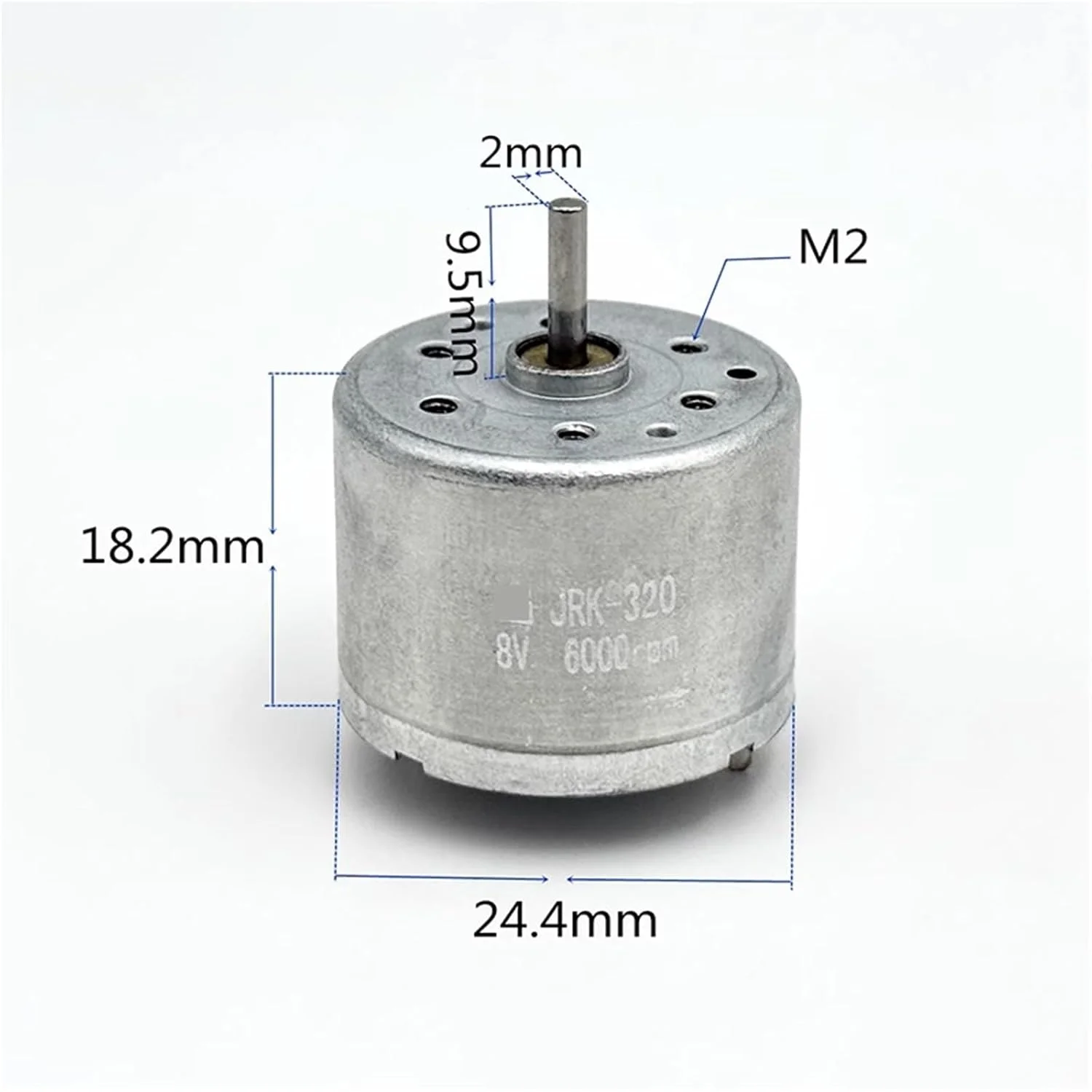 موتور الکتریکی مینی RK-320T-11440 DC 3V 5V 6V 8V 6000RPM، اسپیندل گرد کوچک 24 میلی‌متری، 1 عدد