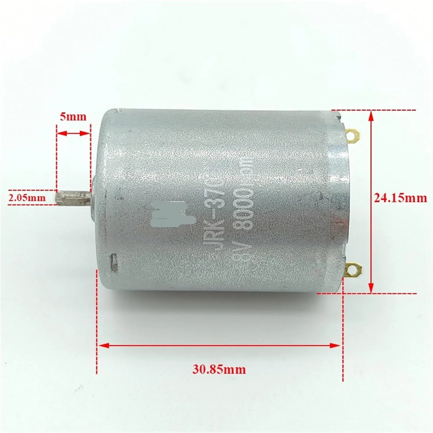 موتور الکتریکی مینی گرد 24 میلی‌متری RK-370 DC 3V 5V 6V 9V 12V با سرعت بالا 12500 دور در دقیقه، شفت آجدار - 1 عدد