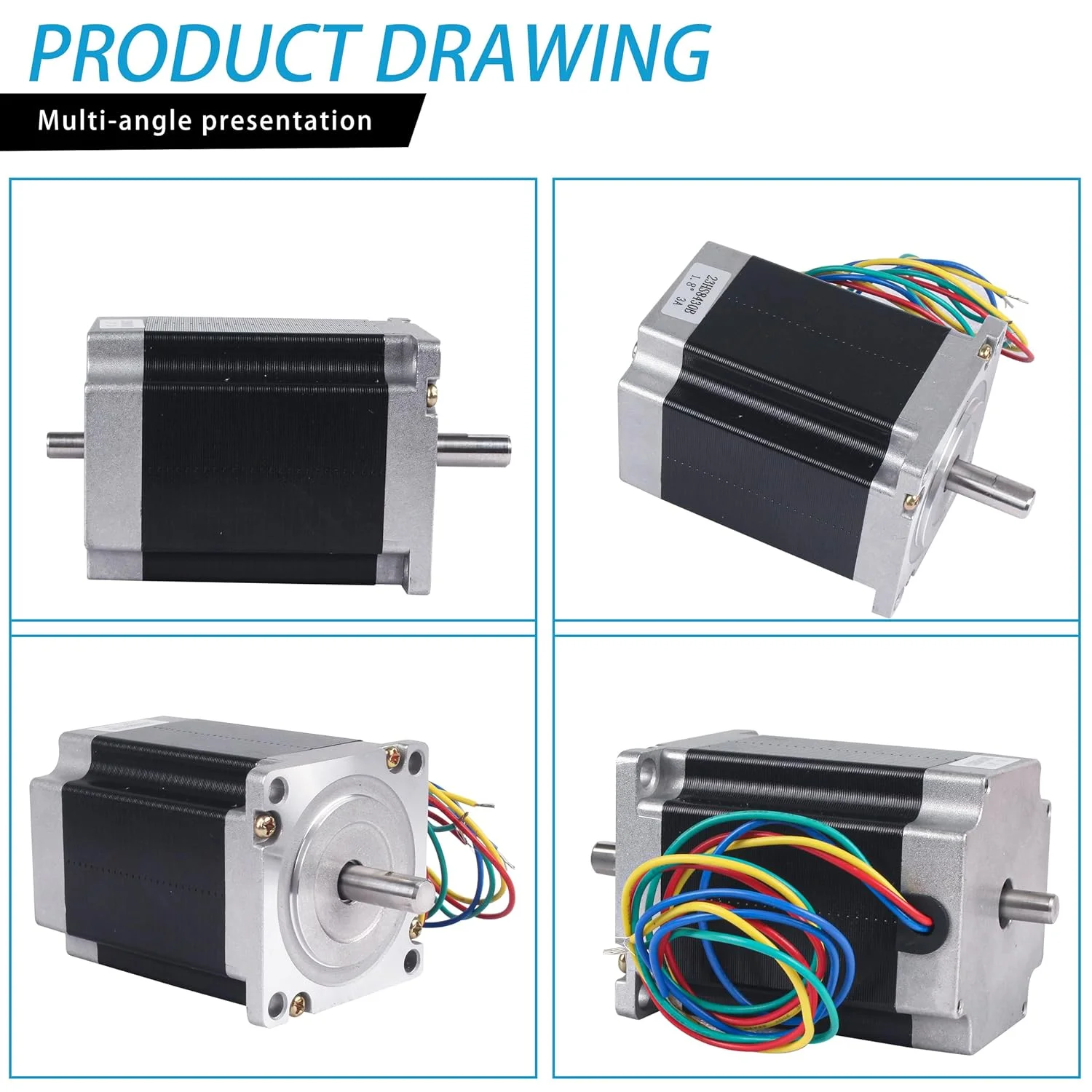 RATTMMOTOR ست 3 عددی موتور پله ای Nema23 مدل 23HS8430B با شفت دوگانه 57mm×57mm×76mm، 270Oz-in 1.8° 3A، 4 سیم برای دستگاه CNC فرز و حکاکی
