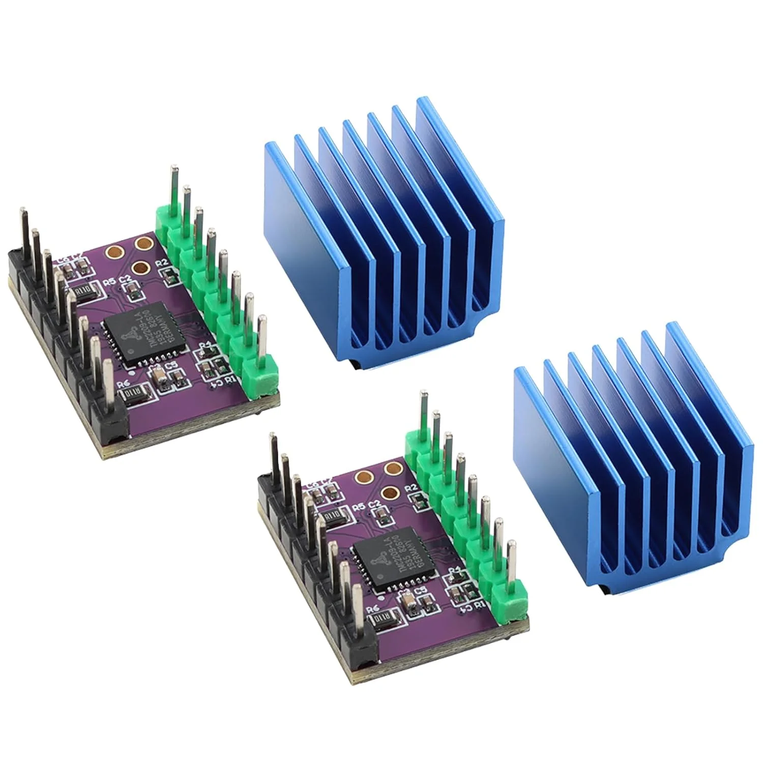 دو عدد برد بنفش ماژول TMC2209 درایور موتور پله ای بی صدا برای پرینتر سه بعدی - سازگار با Smoothieboard