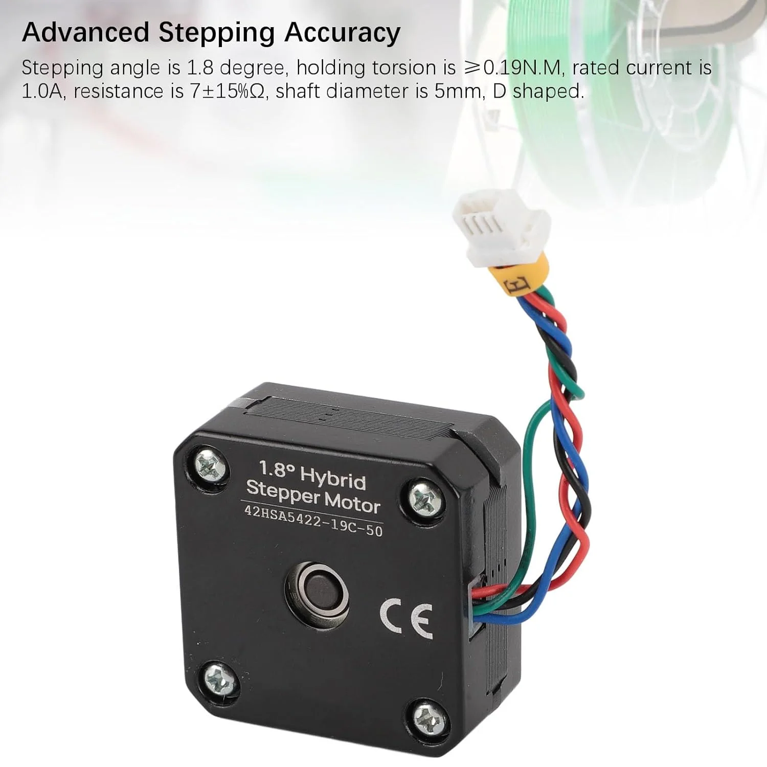 موتور پله ای اکسترودر پرینتر سه بعدی، نیترات Nema 17 1.8° 1A با کابل یکپارچه 60 میلی متری، قطر شفت 5 میلی متر، D شکل، نویز کم، برای محور E MK4