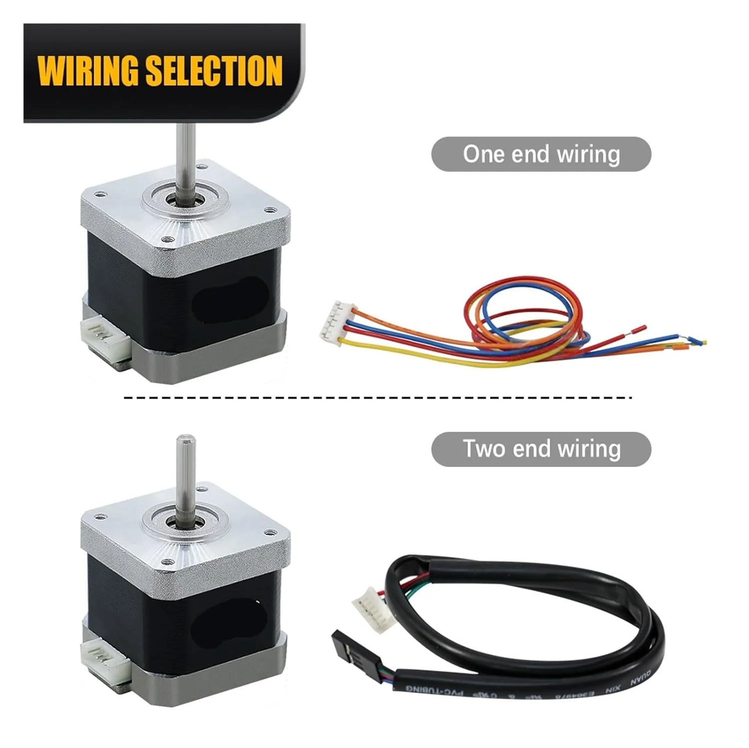 موتور پله ای Nema 17 برای پرینتر سه بعدی، 0.24N.m، 42HS34mm، 2.4kg.cm، تک محوره 5mm، جریان 0.95A برای CNC (دو سر کانکتور)