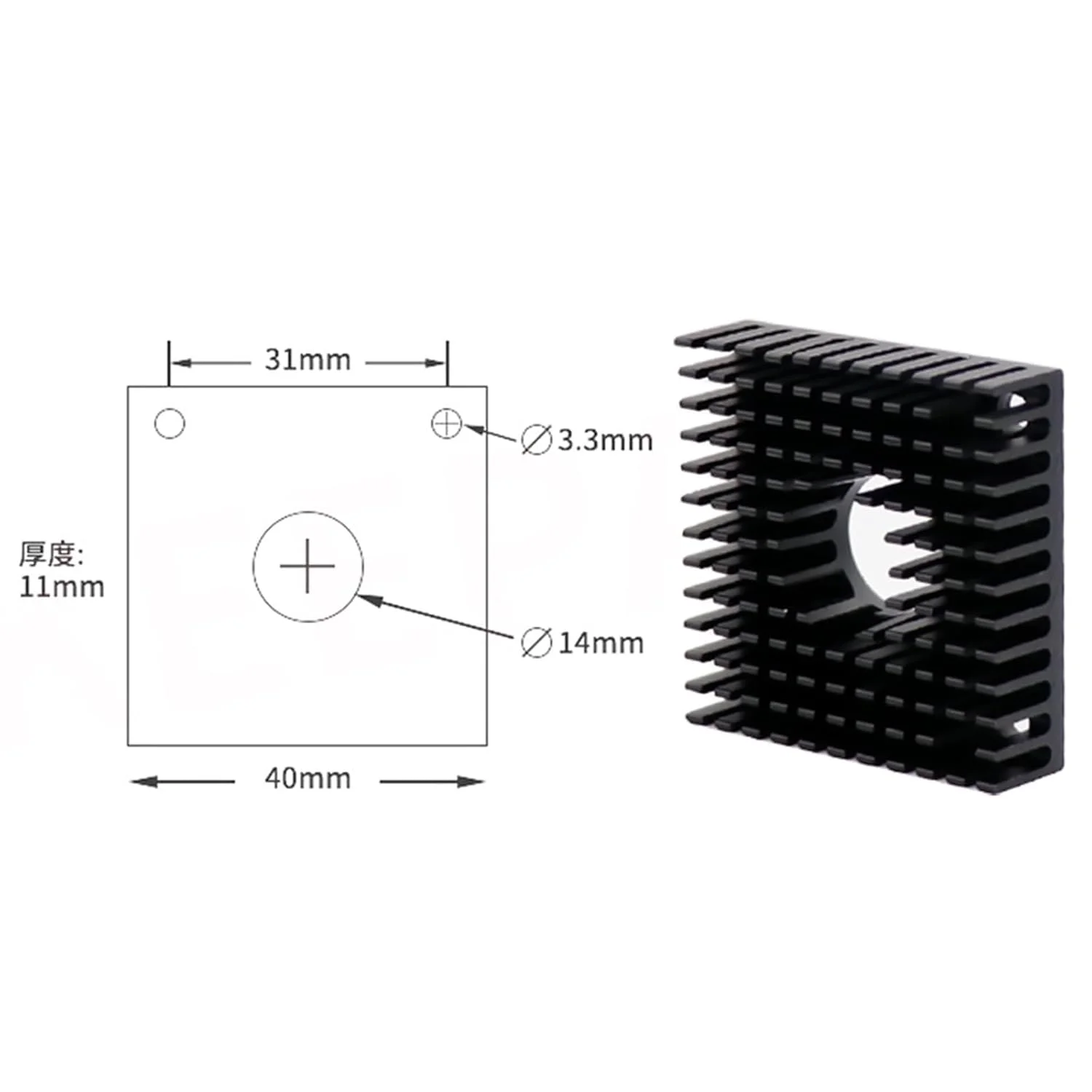 1 عدد هیت سینک آلومینیومی موتور پرینتر سه بعدی رادیاتور مشکی 40x40x10 میلی متر برای موتور پله ای 42 هیت سینک اکسترودر MK7/MK8 1 عدد هیت سینک آلومینیومی موتور پرینتر سه بعدی رادیاتور مشکی 40x40x10 میلی متر برای موتور پله ای 42 هیت سینک اکسترودر MK7/MK8