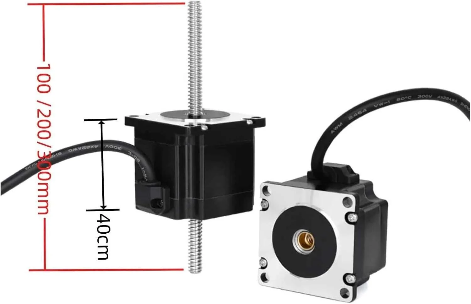 موتور پله ای غیر اسیر NEMA 23 مدل 57 با پیچ سربی T8*4، جریان 3 آمپر و گشتاور بالا 1.2 نیوتن متر (NEMA23 40mm، پیچ سربی 100mm)