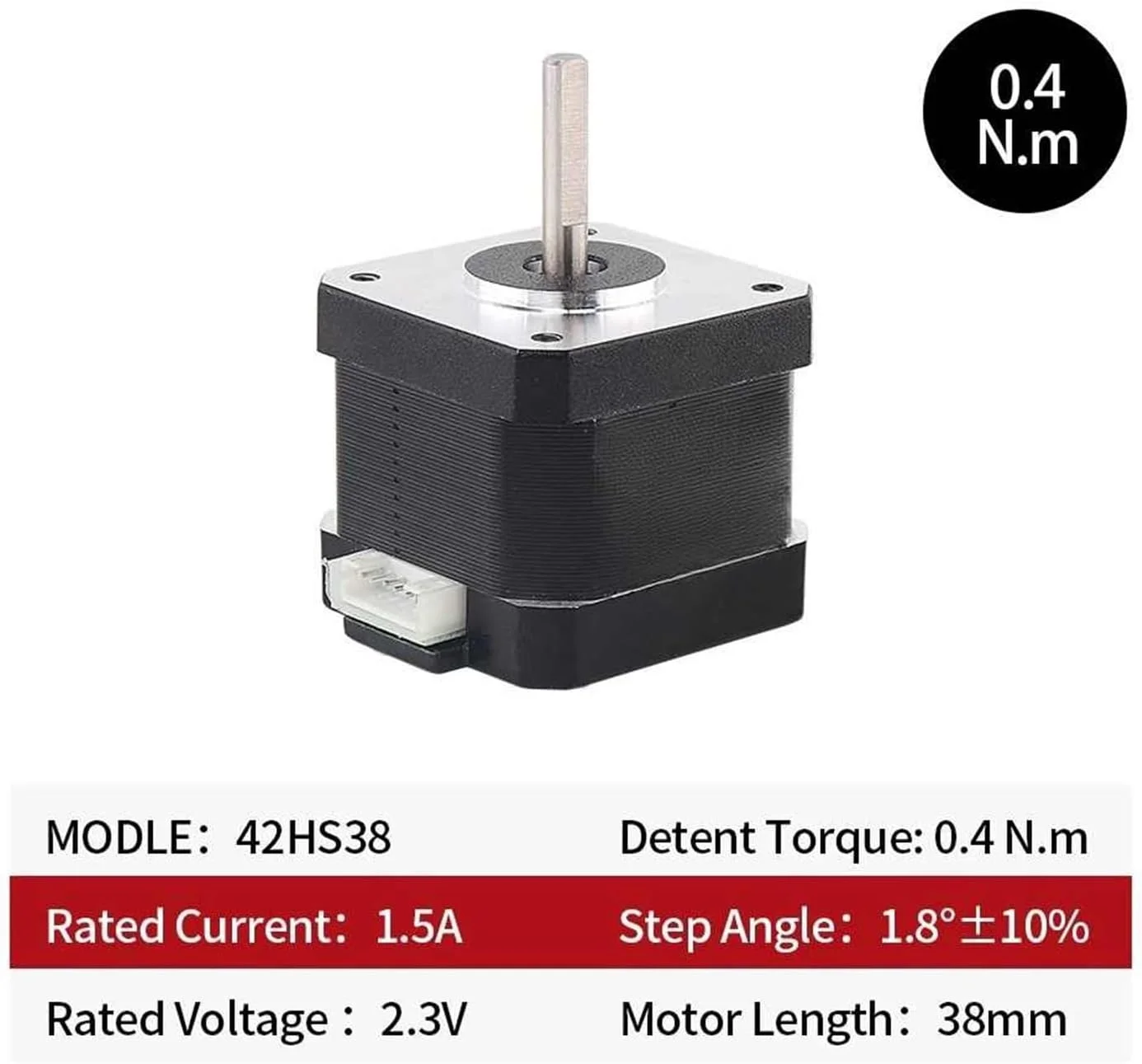 موتور پله ای Nema17 برای پرینتر سه بعدی، 40N.CM، 1.5A، 38mm، 42BYGH 42HS38 برای CNC XYZ + خط 42 (42HS38 X 1 عدد)