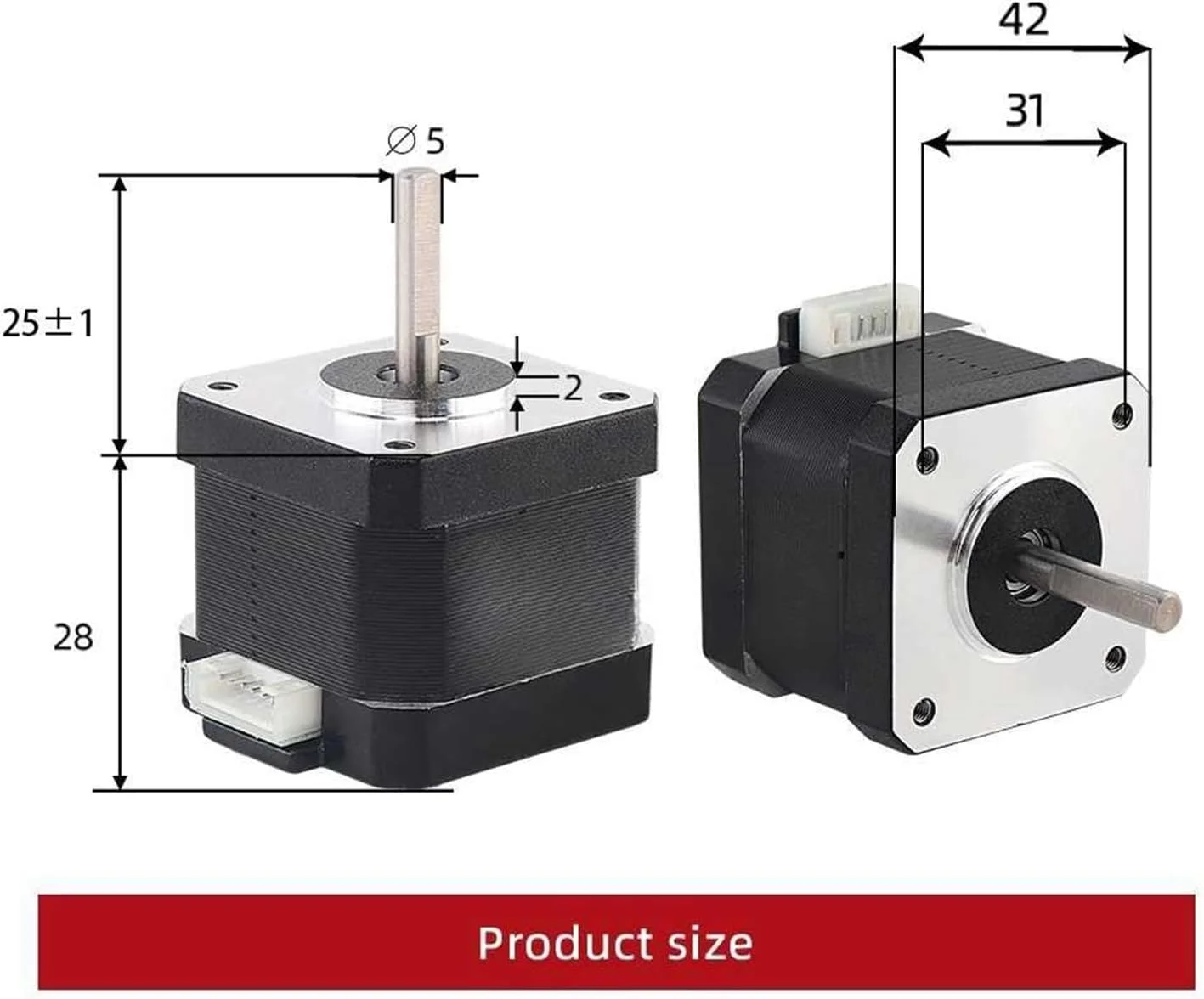 موتور پله ای Nema17 برای پرینتر سه بعدی، 40N.CM، 1.5A، 38mm، 42BYGH 42HS38 برای CNC XYZ + خط 42 (42HS38 X 1 عدد)