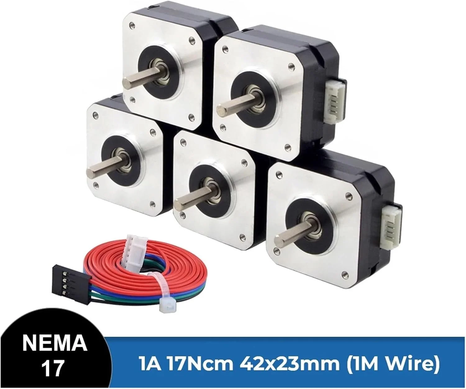 موتور پله ای Nema 17، 23 میلی متر، 17Ncm، 1A، موتور پله ای 42 برای اکسترودر CNC، موتور پرینتر سه بعدی (1 عدد 17HE08-1004S)