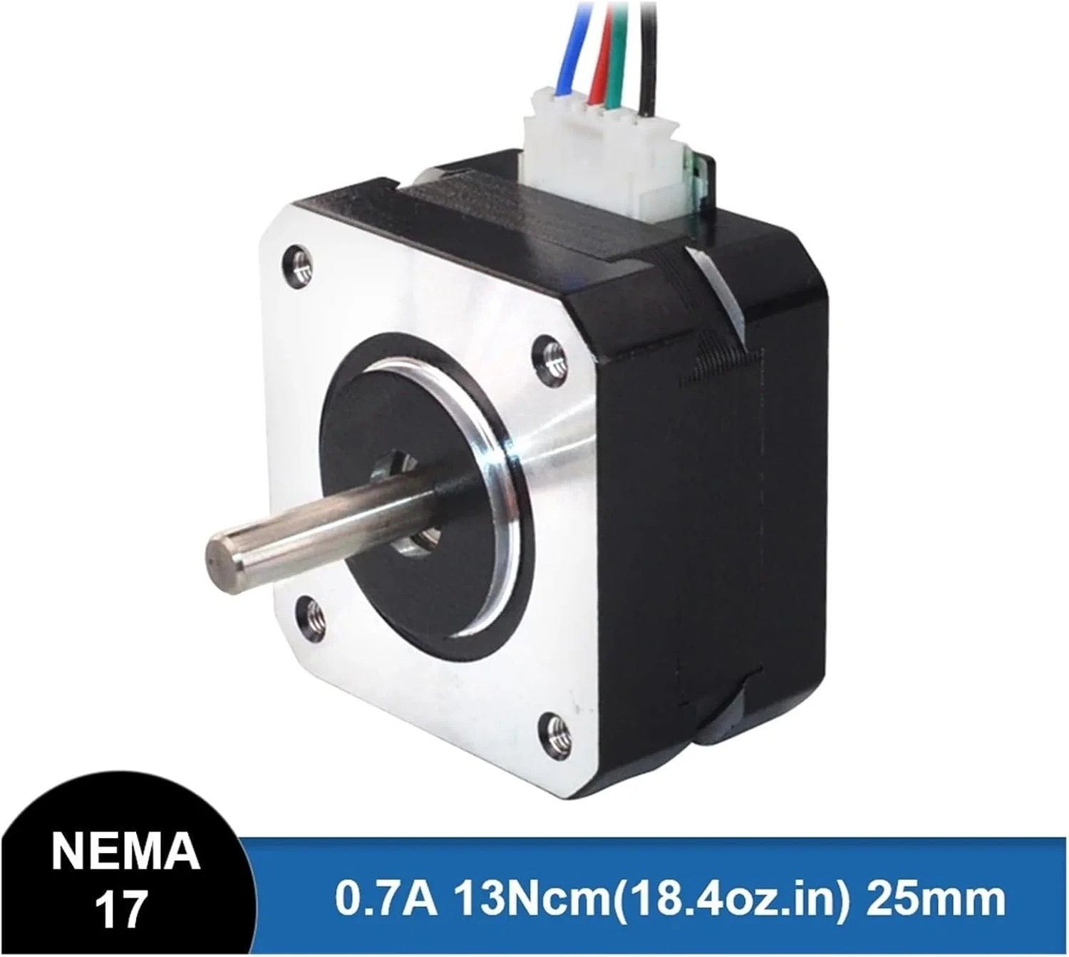 موتور پله‌ای Nema 17 با 4 سیم، موتور 42، موتور پله‌ای Nema17، 0.7 آمپر، 25 میلی‌متر، 13Ncm (18.4oz.in)، موتور پرینتر سه بعدی CNC