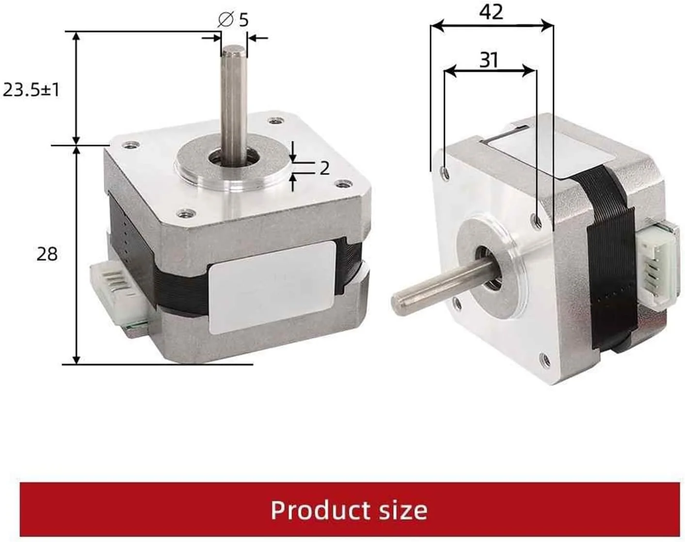 موتور پله ای 17HS2408 دو فاز 4 سیم Nema 17 با زاویه 1.8 درجه 42BYGH28 0.6A 12N.m برای CNC و پرینتر سه بعدی