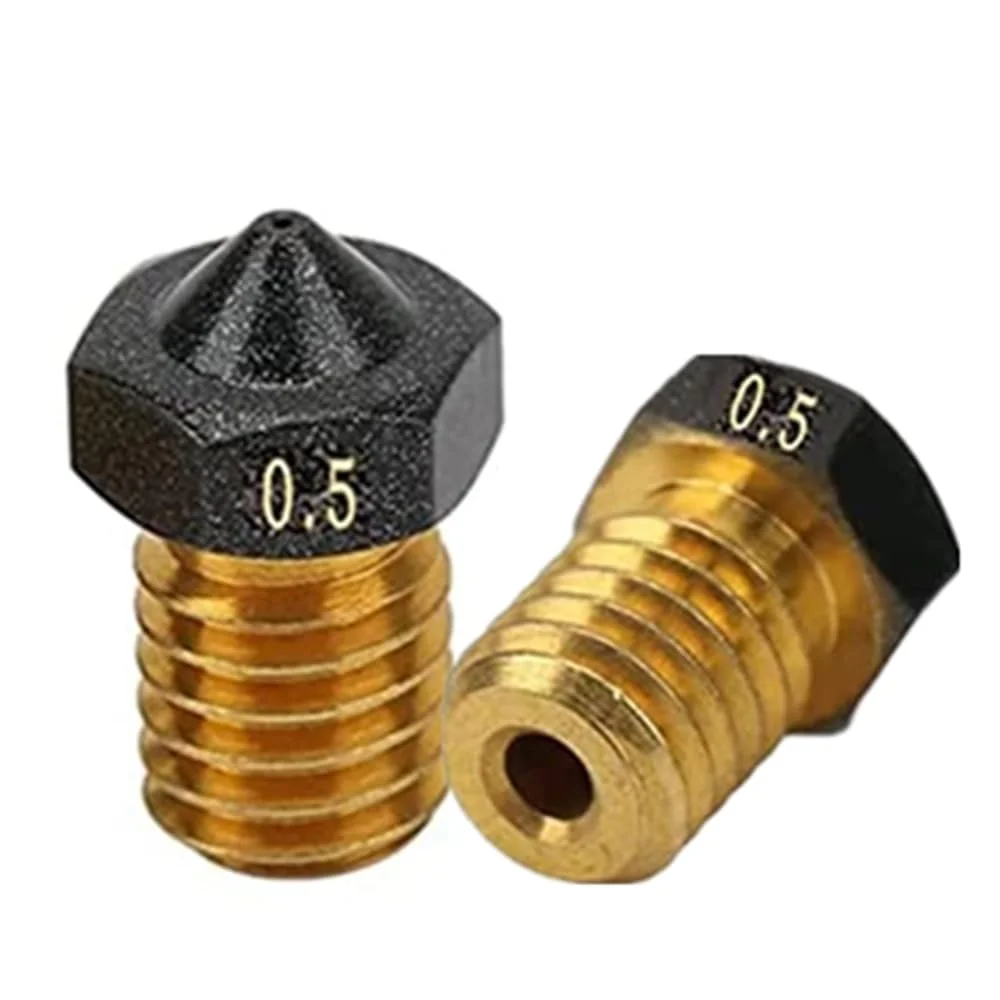 دو عدد نازل ارتقا یافته E3D V6 با روکش PTFE برنجی و غیر چسبنده PLA برای اکسترودر و پرینت با فیلامنت 1.75 میلی متری Ender3 Pro CR10/S Hotend (0.5mm)
