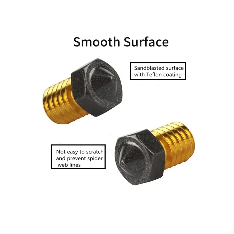 دو عدد نازل ارتقا یافته E3D V6 با روکش PTFE برنجی و غیر چسبنده PLA برای اکسترودر و پرینت با فیلامنت 1.75 میلی متری Ender3 Pro CR10/S Hotend (0.5mm)