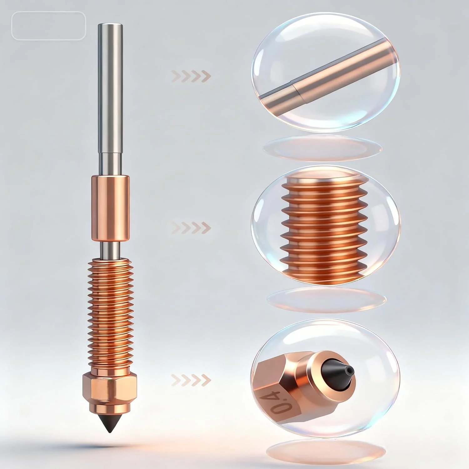 مجموعه دو عددی نازل یکپارچه 0.4MM+0.4MM آلیاژ تیتانیوم مس قرمز دو فلزی فولاد سخت کاری شده