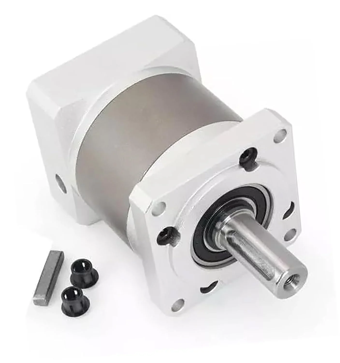 گیربکس سیاره ای نسبت دنده 10:1 لقی 7 دقیقه قوسی برای شفت 8 میلی متری موتور پله ای Nema 23 برای چاپگر سه بعدی/دستگاه تراش رومیزی CNC، 3000 دور در دقیقه IP65