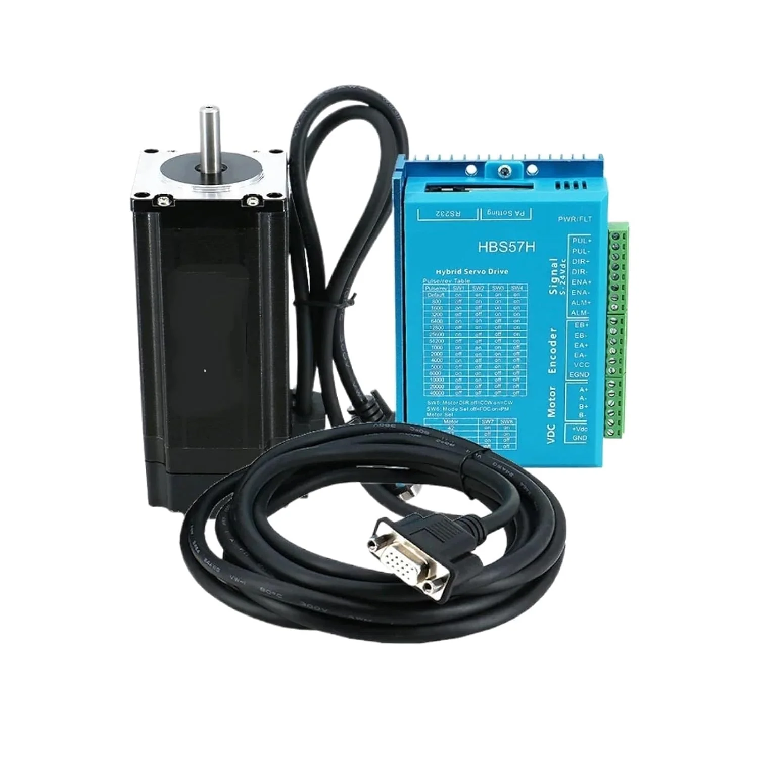 کیت موتور پله ای حلقه بسته Nema23 57HS112mm دو فاز 3 نیوتن متر با درایور سروو هیبریدی HBS57H برای پرینتر سه بعدی و دستگاه حکاکی CNC (دارای ترمز)