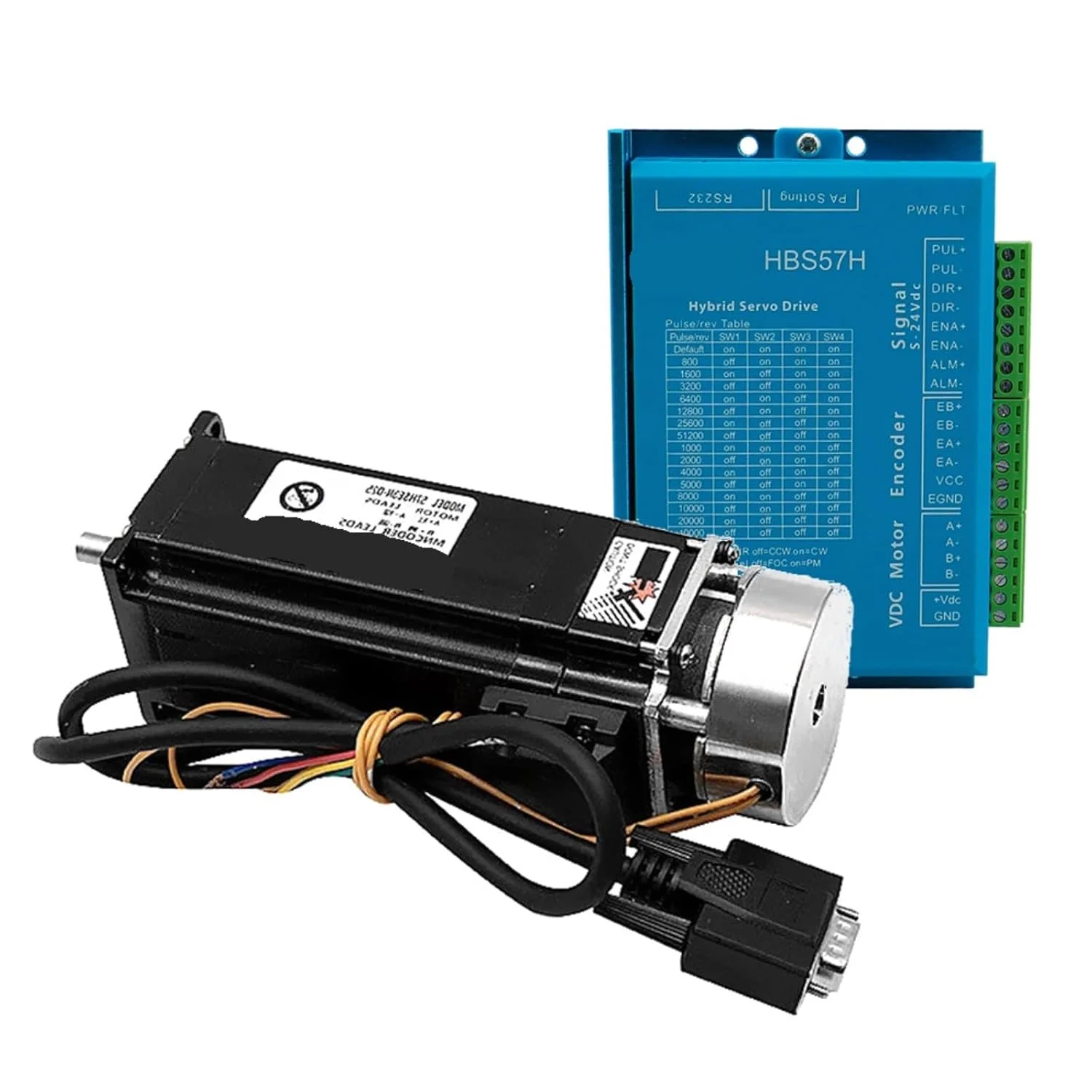 کیت موتور پله ای حلقه بسته Nema23 57HS112mm دو فاز 3 نیوتن متر با درایور سروو هیبریدی HBS57H برای پرینتر سه بعدی و دستگاه حکاکی CNC (دارای ترمز)