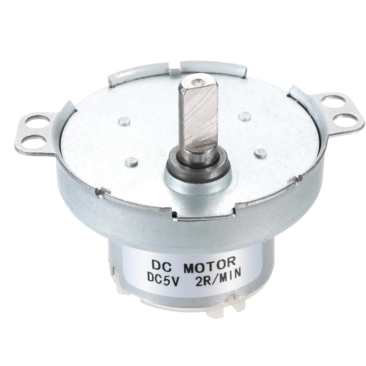 موتور گیربکس کاهنده سرعت MECCANIXITY مدل JS-50T با شفت D، موتور الکتریکی 5 ولت DC با سرعت 2 دور در دقیقه، موتور DC با شفت D با قابلیت چرخش CW/CCW و گشتاور بالا برای پرینتر سه بعدی، استند چرخشی نمایشگر فیلامنت