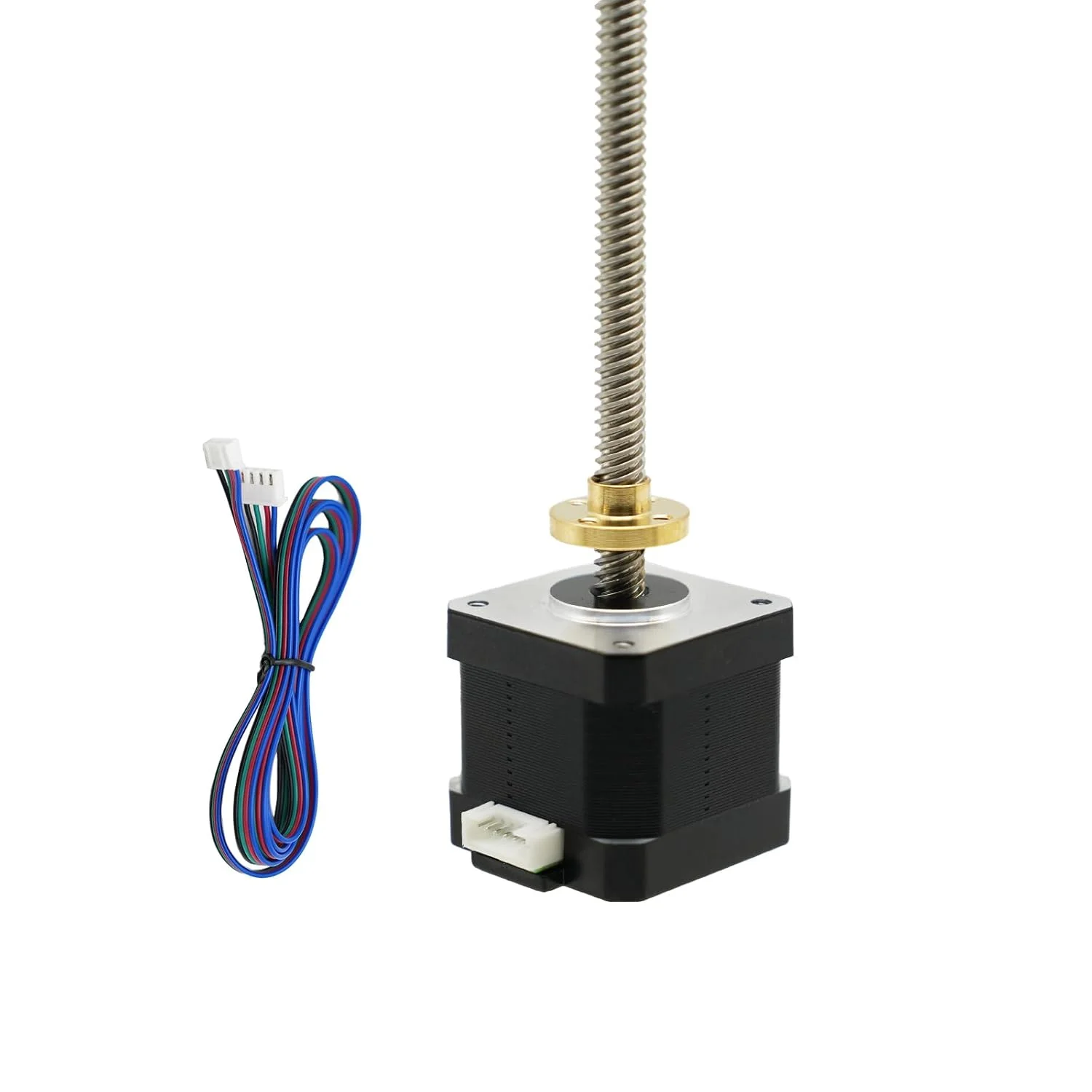 موتور پله ای MengQi Nema 17 با پیچ سربی T8x8 یکپارچه 100 میلی متری، بدنه 42x40 میلی متری با کابل 1 متری برای پرینترهای سه بعدی RepRap Prusa i3 محور Z یا دستگاه CNC