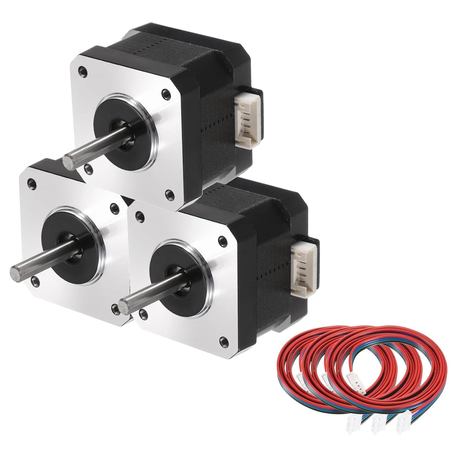 موتور پله ای Nema 17 مدل 42x42x34MM دو قطبی 1.3A/3.1V 0.28N.M موتور 42 دو فاز سروو موتور 1.13 درجه 4 سیم با کابل و کانکتور XH2.54 برای پرینتر سه بعدی دستگاه CNC DIY (3 عدد)
