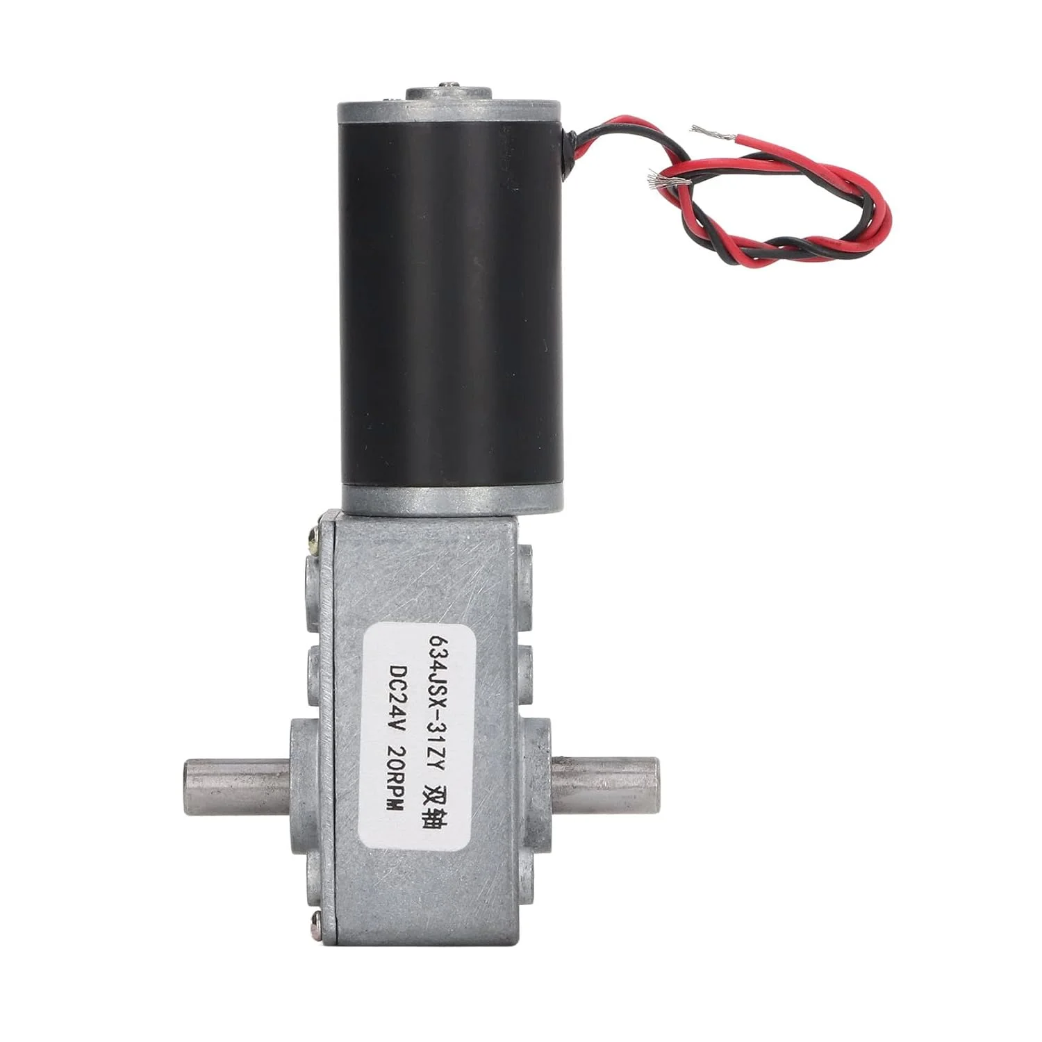 موتور گیربکس DC 24V، موتور دنده ای خود قفل شونده با سیم پیچ برنجی با توان پایدار، چرخش CW CCW و بدنه آلومینیومی برای پرینترها، دستگاه های کپی و ضبط کننده های ویدئویی (20 دور در دقیقه)