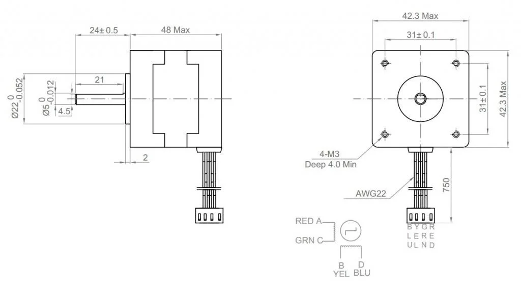 موتور پله ای NEMA17 مدل Kysan 1124090