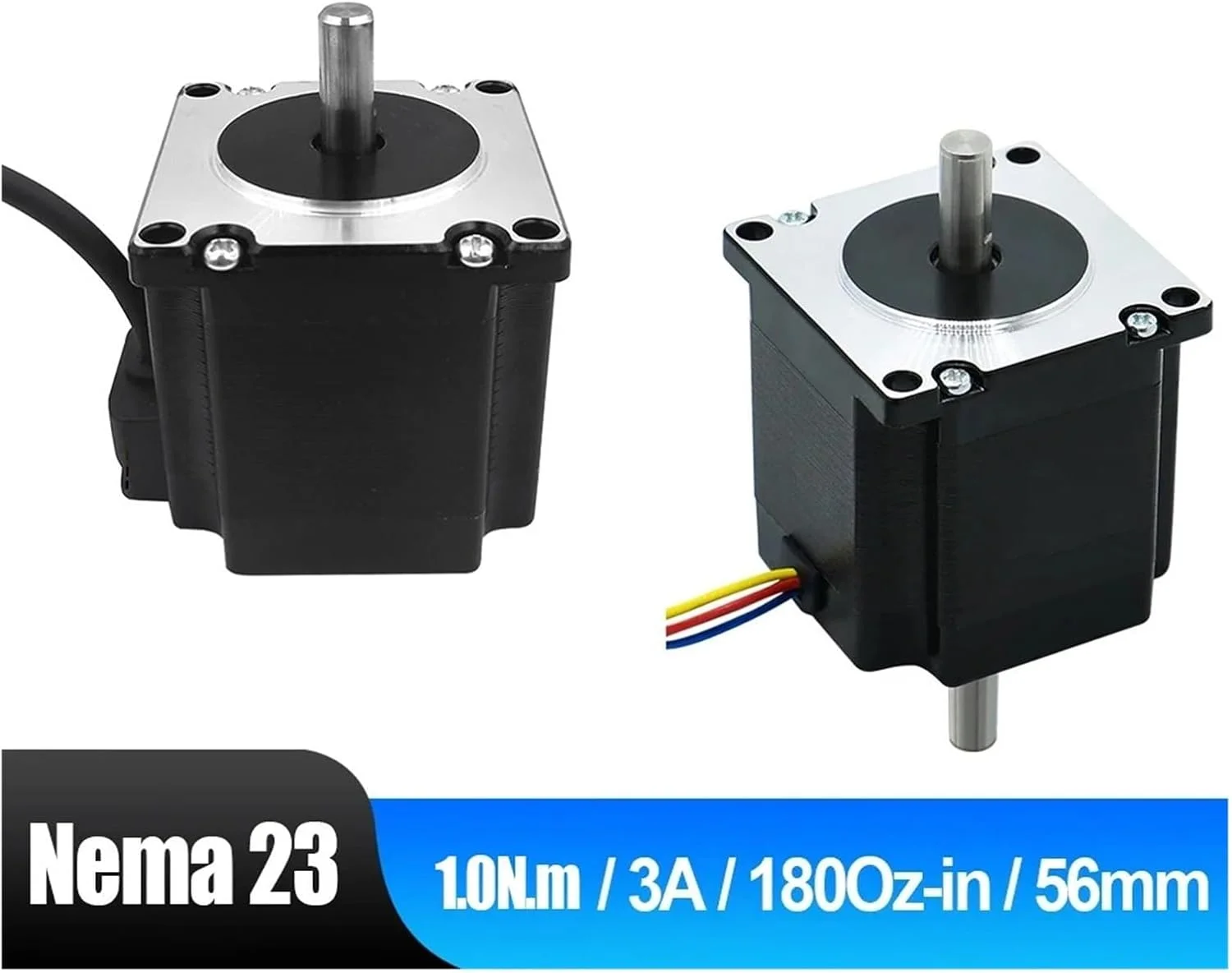 موتور پله ای Nema23 57HS56 دو فاز 4 سیم 1.0N.m 3A 56mm طول 8mm برای دستگاه های CNC و پرینتر سه بعدی (شفت دوگانه 8 میلی متری)