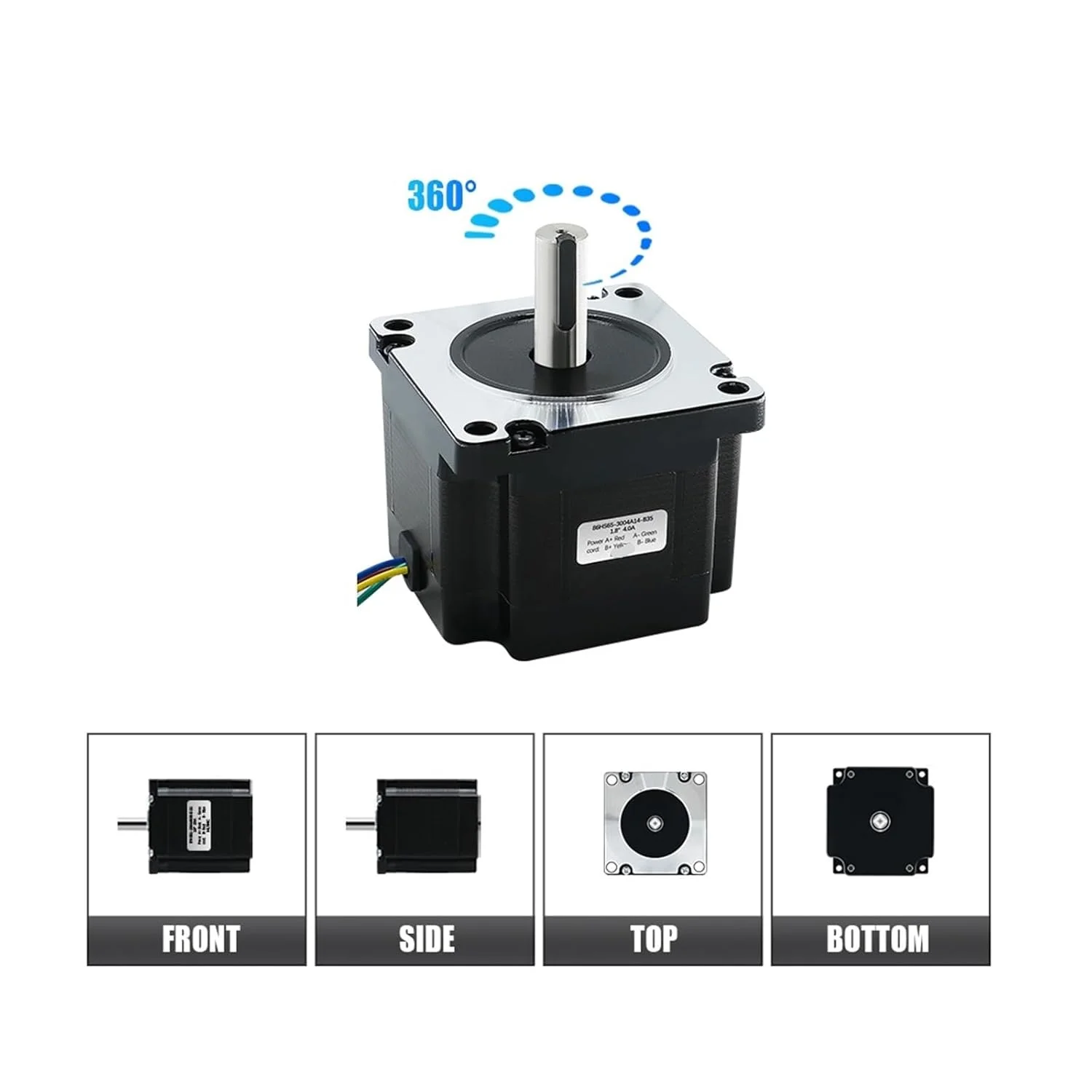 موتور پله ای حلقه باز Nema 34، 2 فاز 86HS65، 3.2 نیوتن متر، 4 آمپر، موتور DC با 4 سیم و شفت 14 میلی متری برای CNC Router با گشتاور بالا