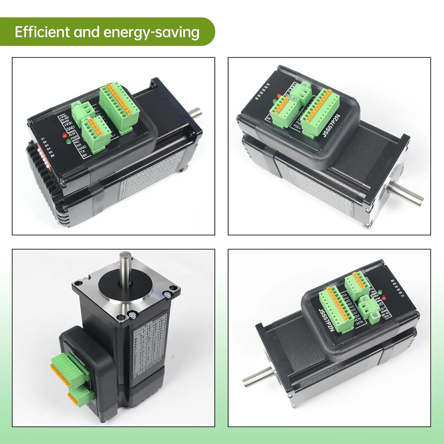 CNCTOPBAOS JSS57P2N Nema23 2N.m موتور پله‌ای حلقه بسته یکپارچه با سیستم درایو سروو دیجیتال هیبریدی 24-48 ولت DC RS232 با خط انکودر 1000 برای ربات‌ها، برش، علامت‌گذاری، دستگاه حکاکی روتر CNC