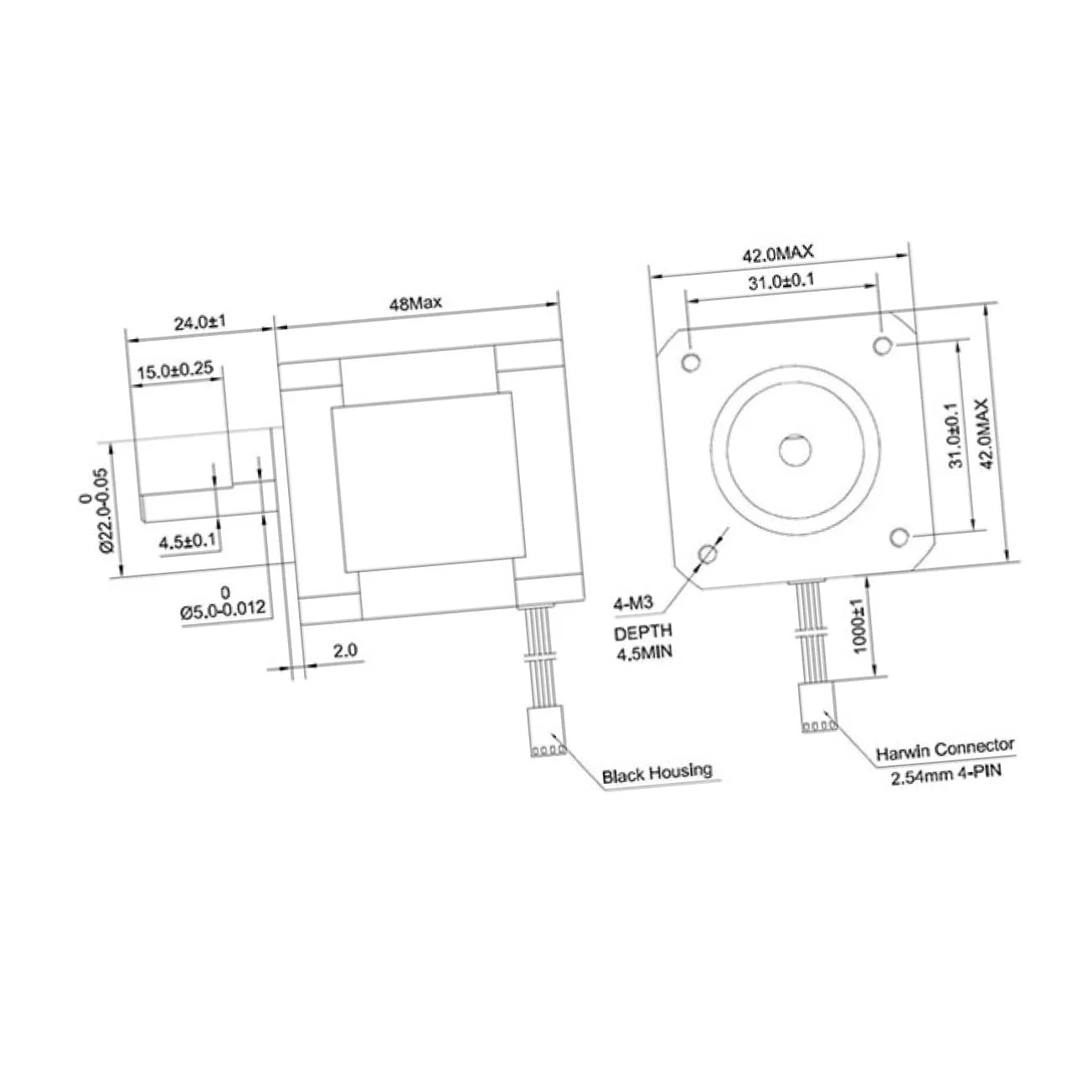 موتور پله‌ای 2A با گشتاور بالا برای پرینتر CNC با کابل و عملکرد دقیق