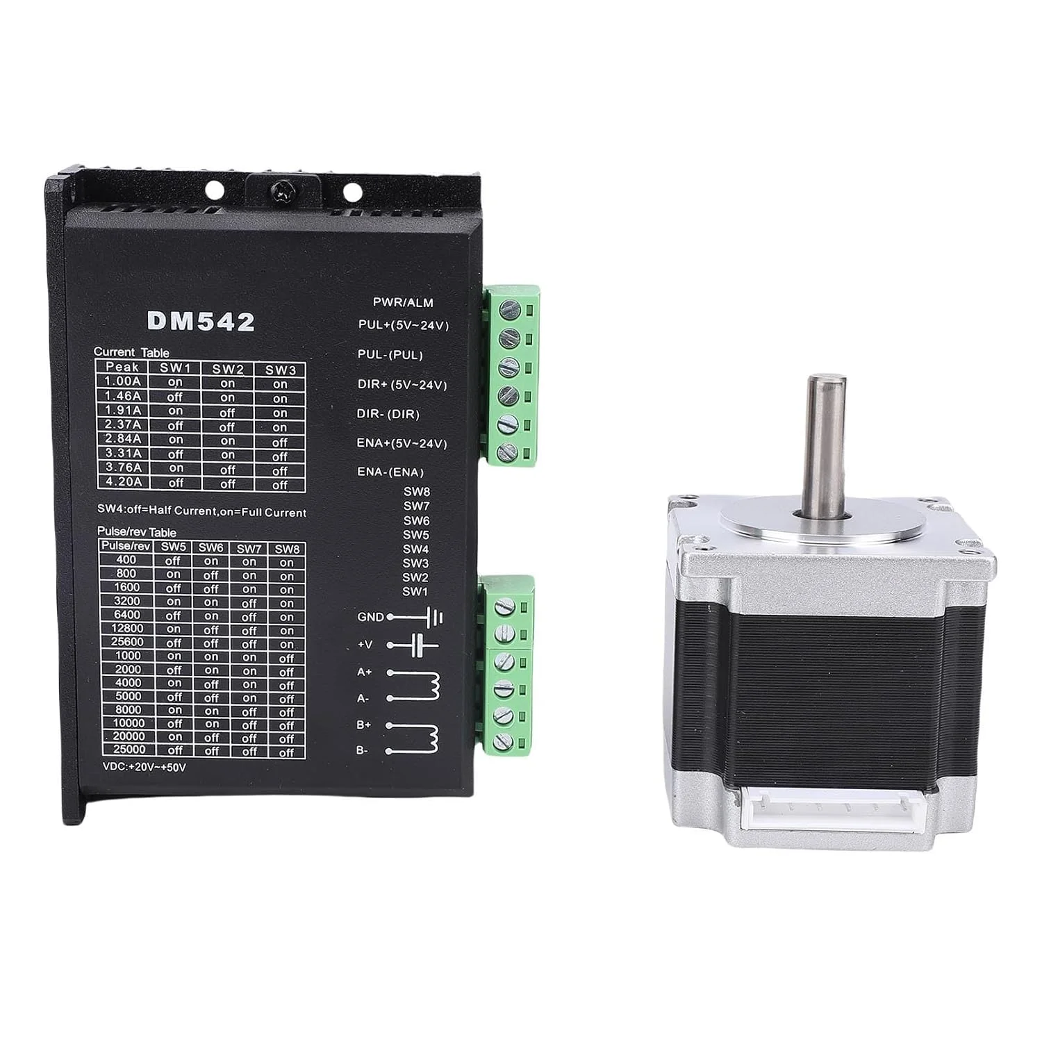 کیت موتور پله‌ای حلقه بسته Hyuduo با درایور میکرو استپ Nema 23 مدل 23HS5628 شفت 8 میلی‌متری 126N.cm 2.8A DM542 برای دستگاه حکاکی CNC، چاپگر سه بعدی و تجهیزات اتوماسیون